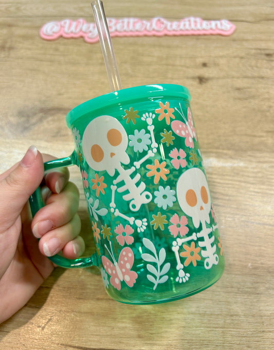 Skelly Teal Jelly Glass Mug