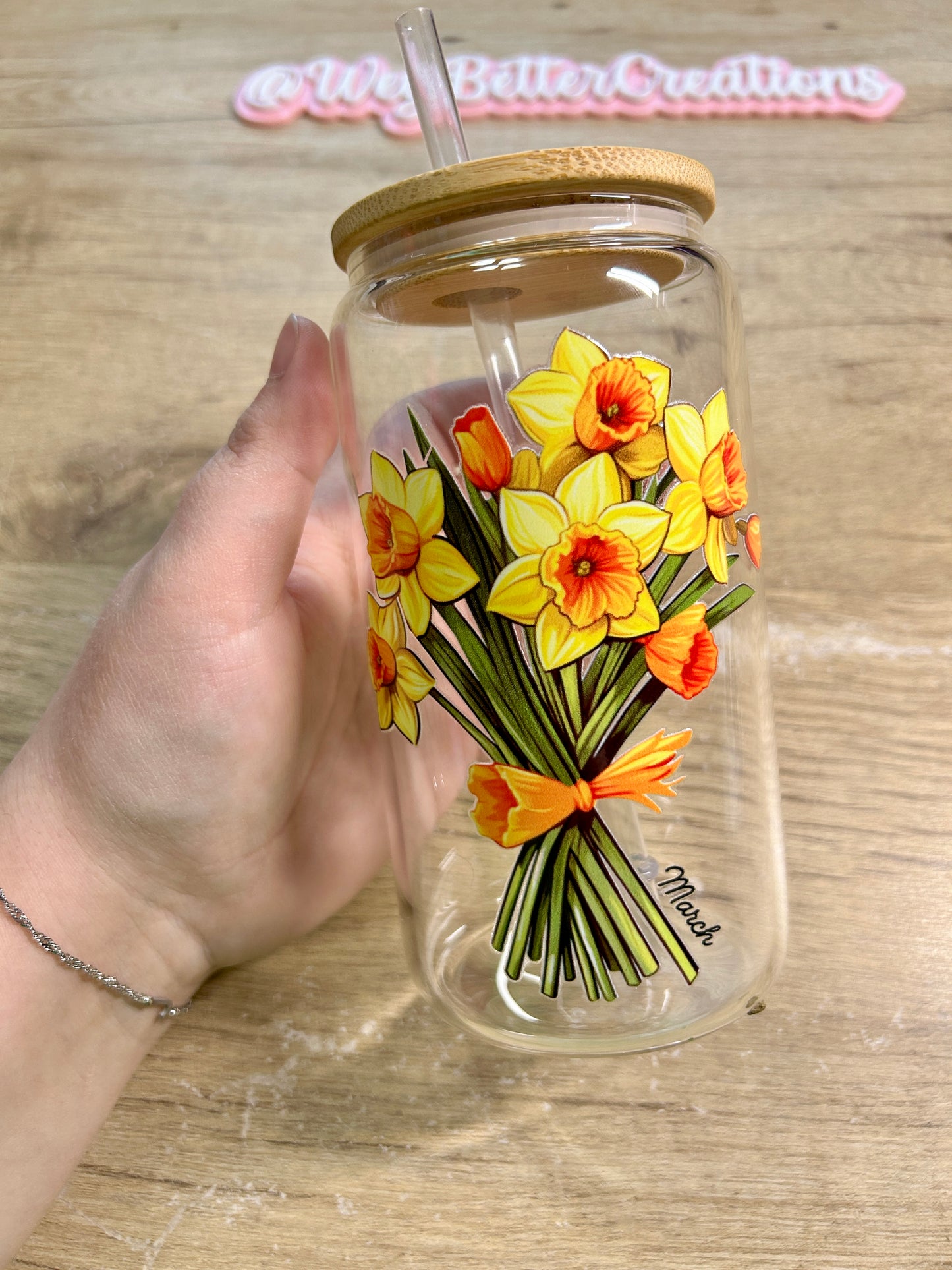Birth Month Flower Can Glass
