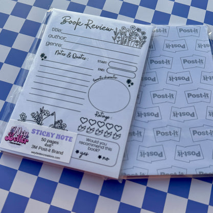 Floral Book Review Post-It Note
