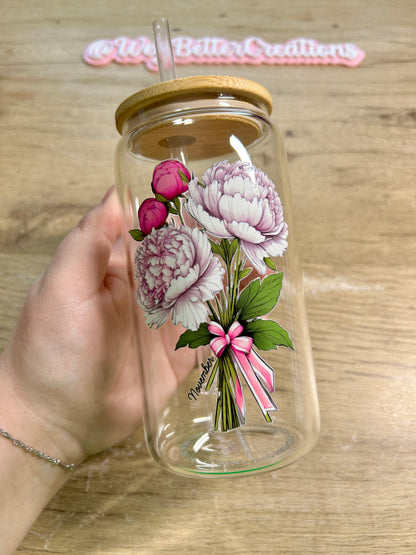 Birth Month Flower Can Glass