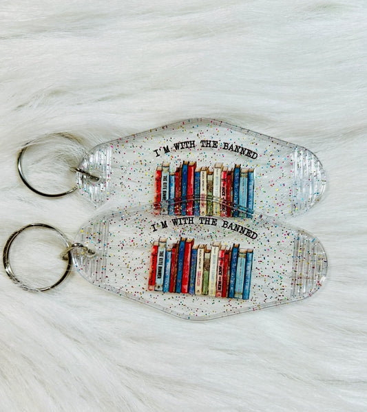 Banned Books Motel Keychain