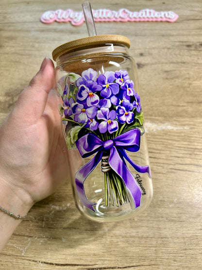 Birth Month Flower Can Glass