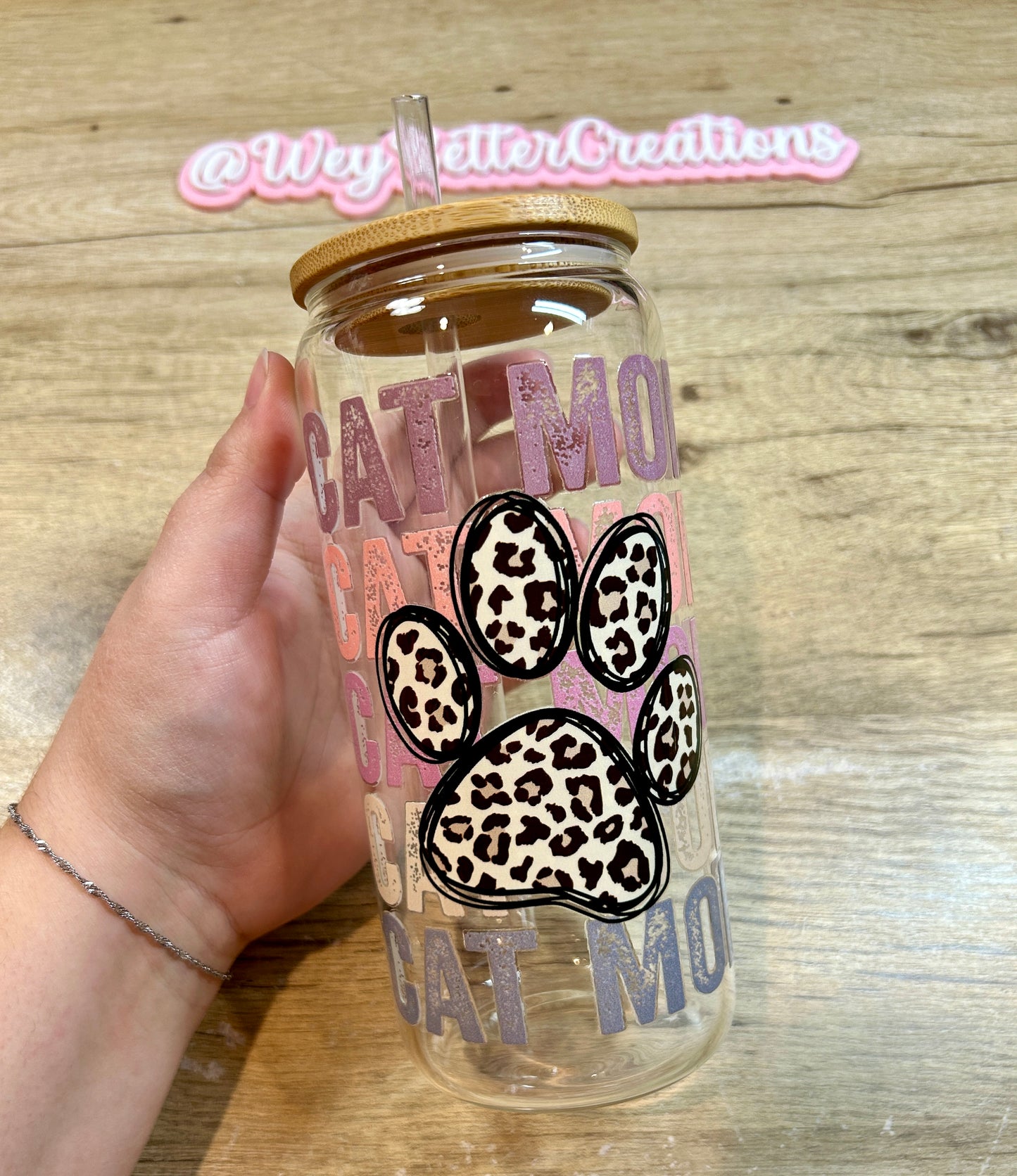 Cat Mom 20oz Can Glass