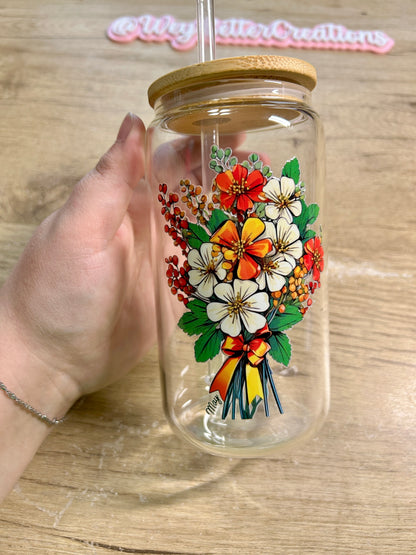 Birth Month Flower Can Glass