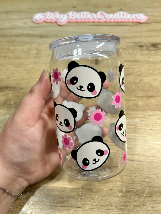 Pandas Plastic Can Glass