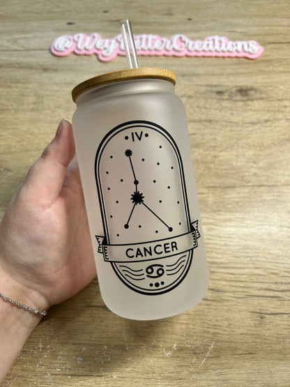 Zodiac Signs 16oz Can Glass