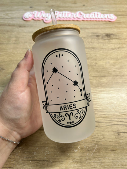 Zodiac Signs 16oz Can Glass