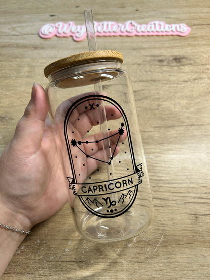 Zodiac Signs 16oz Can Glass