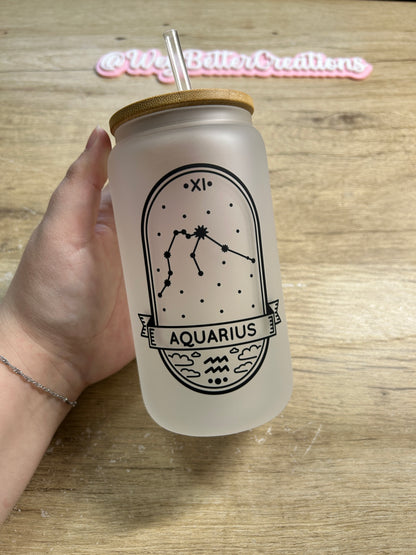 Zodiac Signs 16oz Can Glass