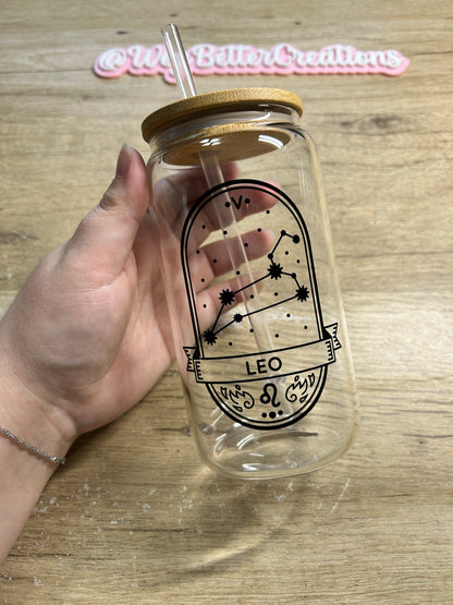 Zodiac Signs 16oz Can Glass