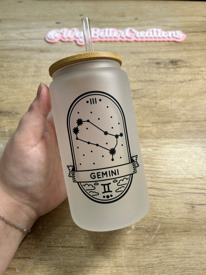 Zodiac Signs 16oz Can Glass