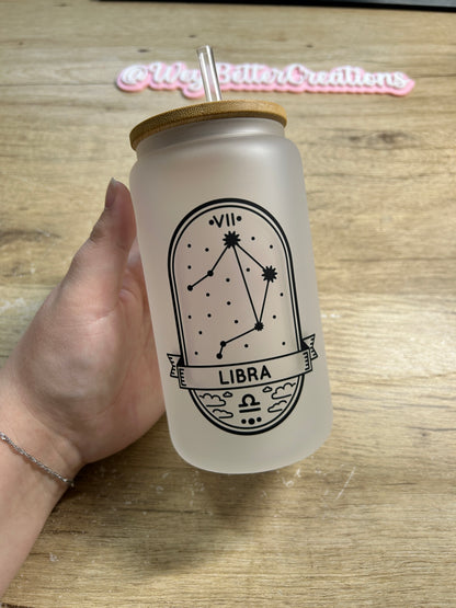 Zodiac Signs 16oz Can Glass