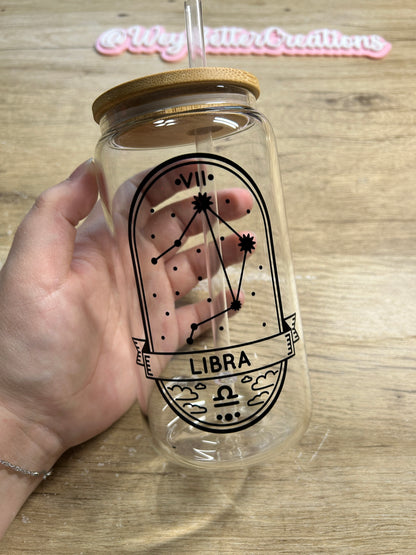 Zodiac Signs 16oz Can Glass