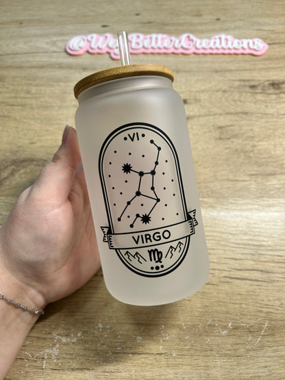 Zodiac Signs 16oz Can Glass