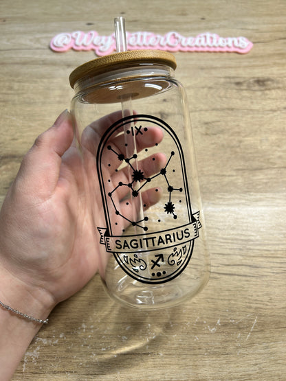 Zodiac Signs 16oz Can Glass