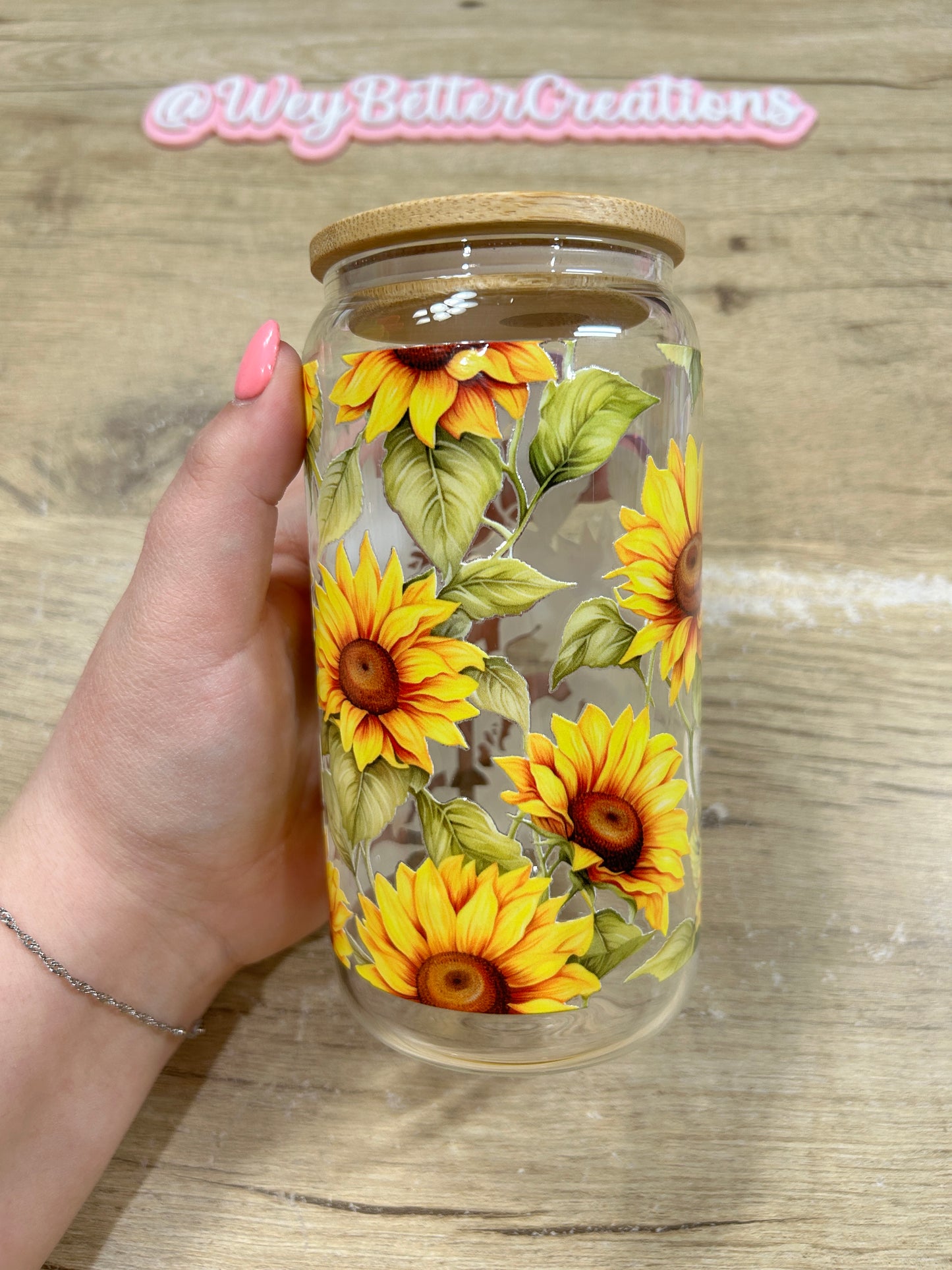 Sunflowers 16oz Can Glass