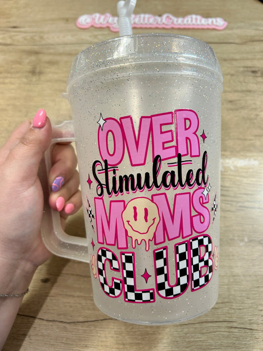 Overstimulated Moms Club (pink) 34oz Mega Mug