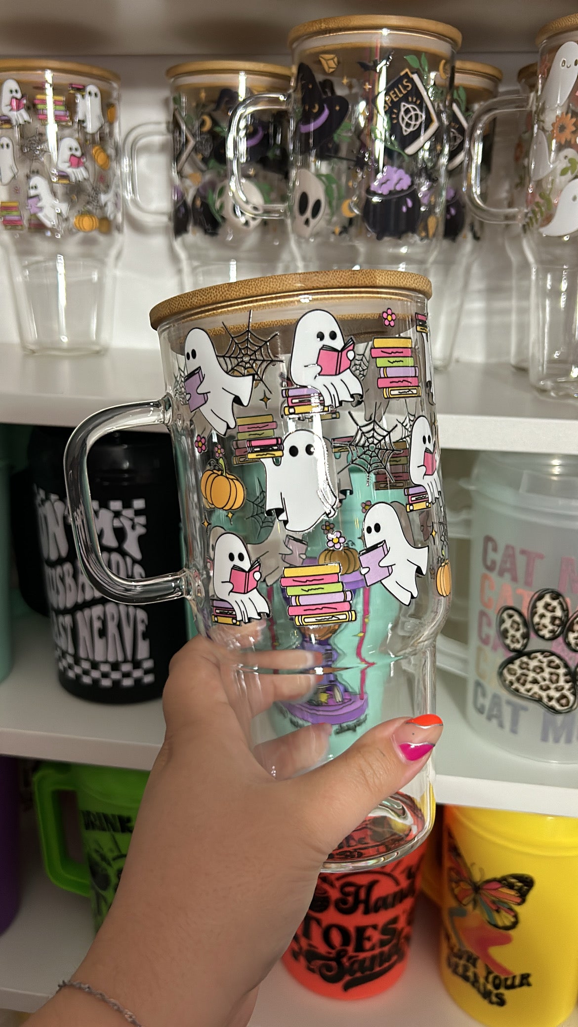 Bookish Ghosties 32oz Glass Mug