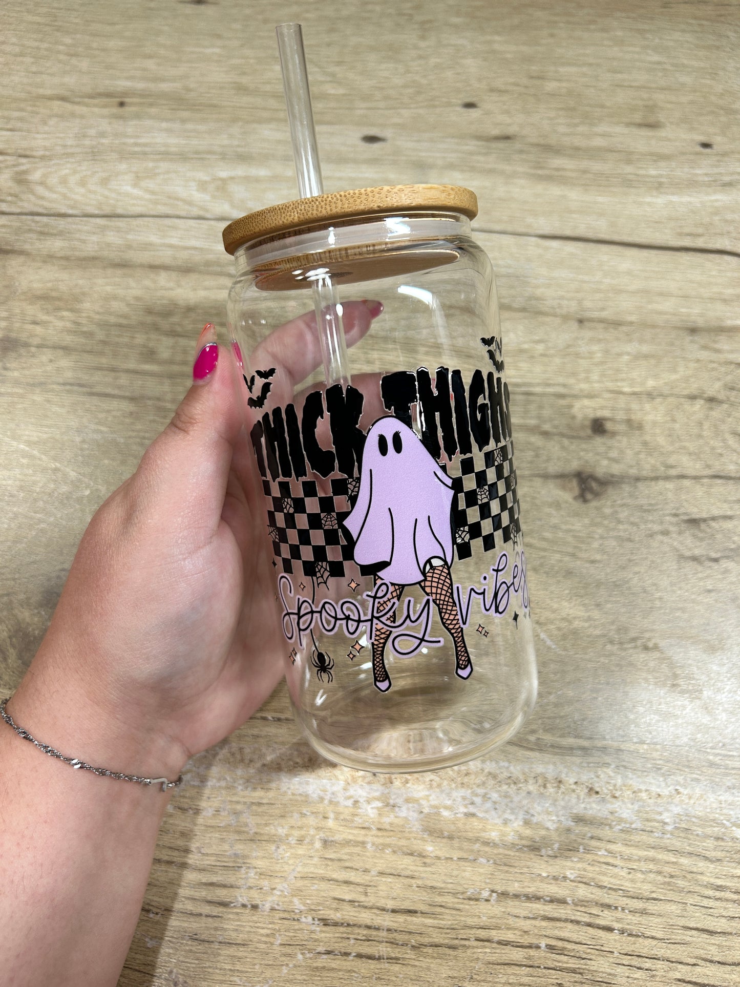 Thick Thighs & Spooky Vibes16oz Can Glass