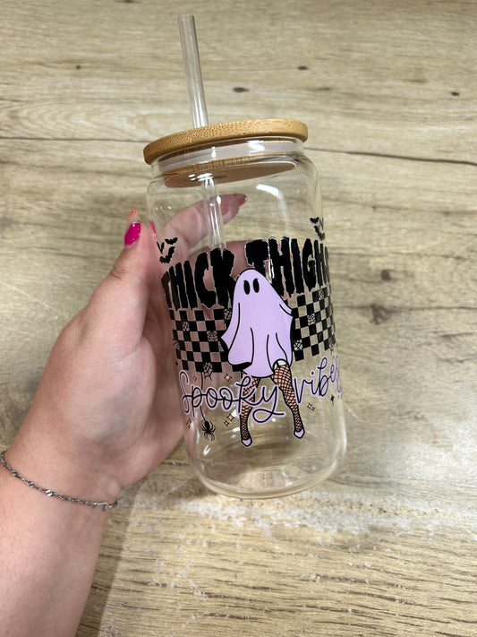 Thick Thighs & Spooky Vibes16oz Can Glass