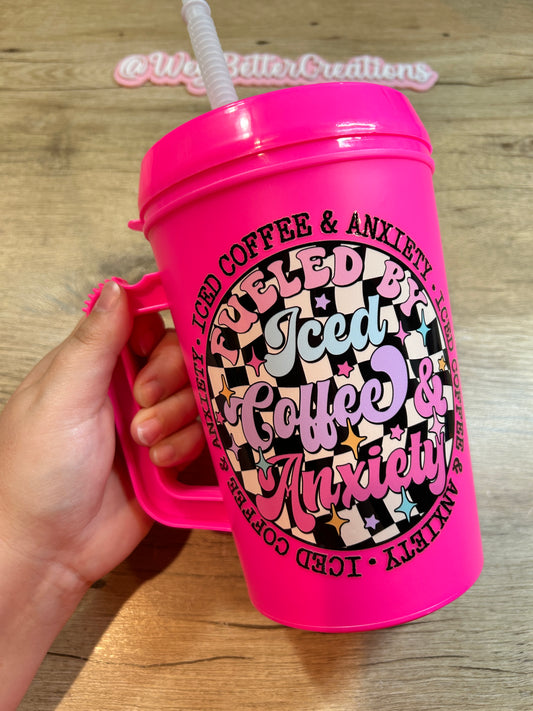 Iced Coffee & Anxiety 34oz Mega Mug