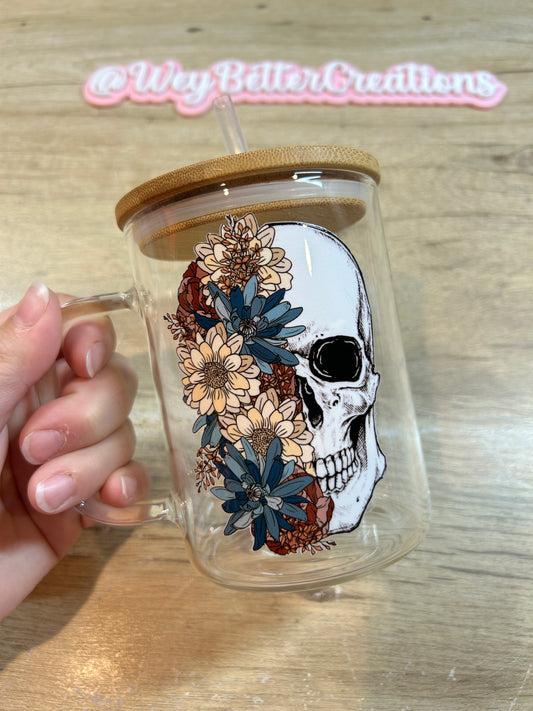 Blue Skelly Glass Mug