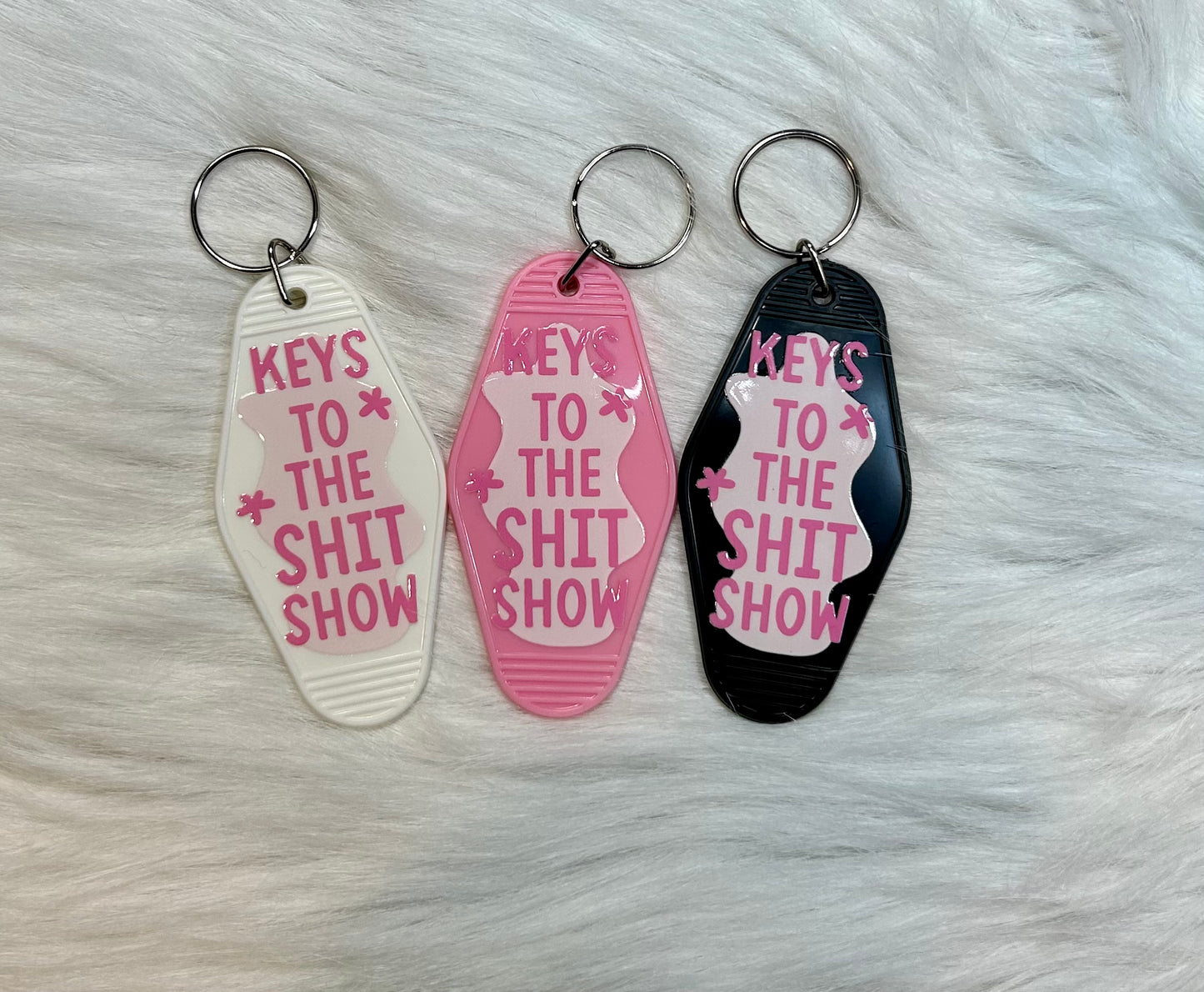 Keys to the Sh*t Show (pink) Motel Keychain